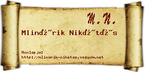 Mlinárik Nikétás névjegykártya